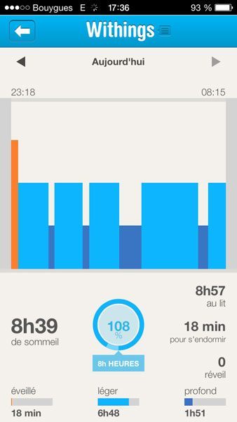 Withings Pulse iPhone app sommeil