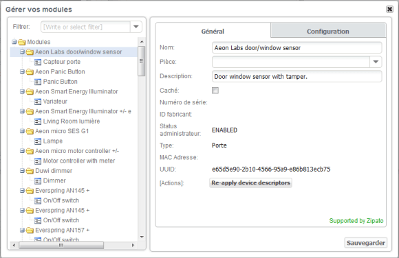 Guide d'installation du capteur d'ouverture AEO_DWSENS AEON LABS avec la zipabox