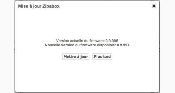 Mise à jour Zipabox V0.9.997