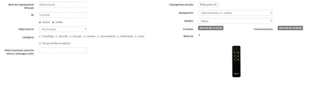 télécommande jeedom prog