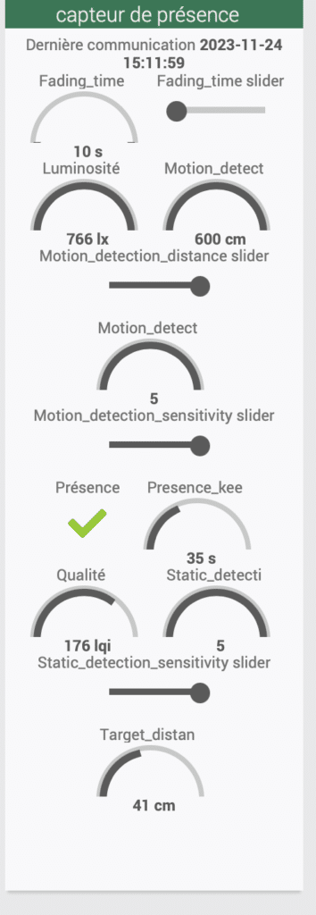 comment configurer capteur de presence 41