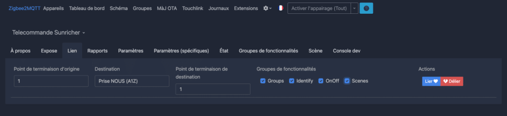 gerer le binding association avec zigbee2mqtt3