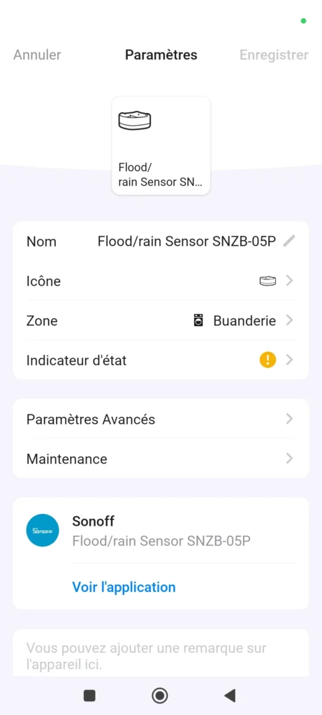 App Homey Sonoff snzb 05p detecteur fuite eau zigbee 2048x921 020
