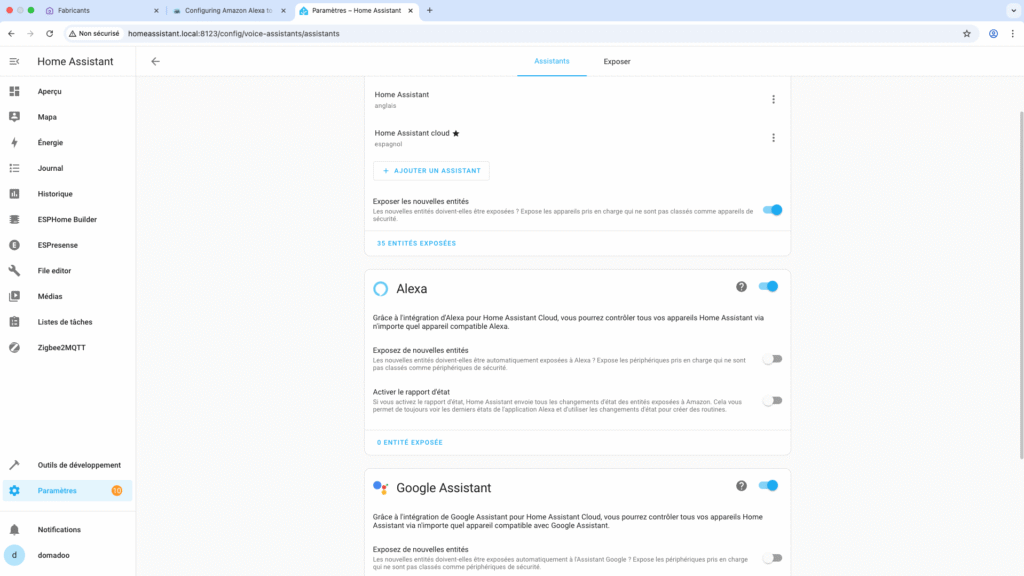 Utilisez Home Assistant avec Alexa (via Cloud Nabu Casa)