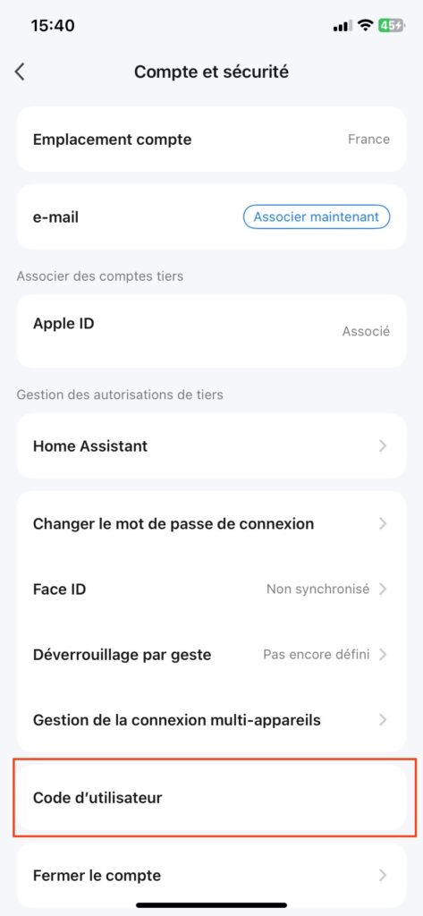 trouver code utilisateur4 1
