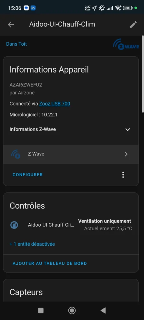 App HA Airzone Aidoo chauffage climatisation zwave 012