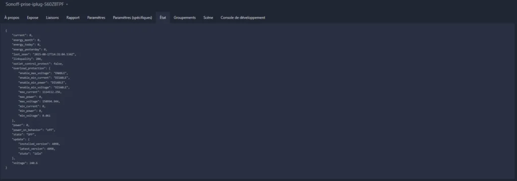 Nouvelle prise Sonoff Iplug S60ZBTPF Zigbee + mesure de consommation électrique 36 Sonoff prise iplug s60zbtpf HA inc 017
