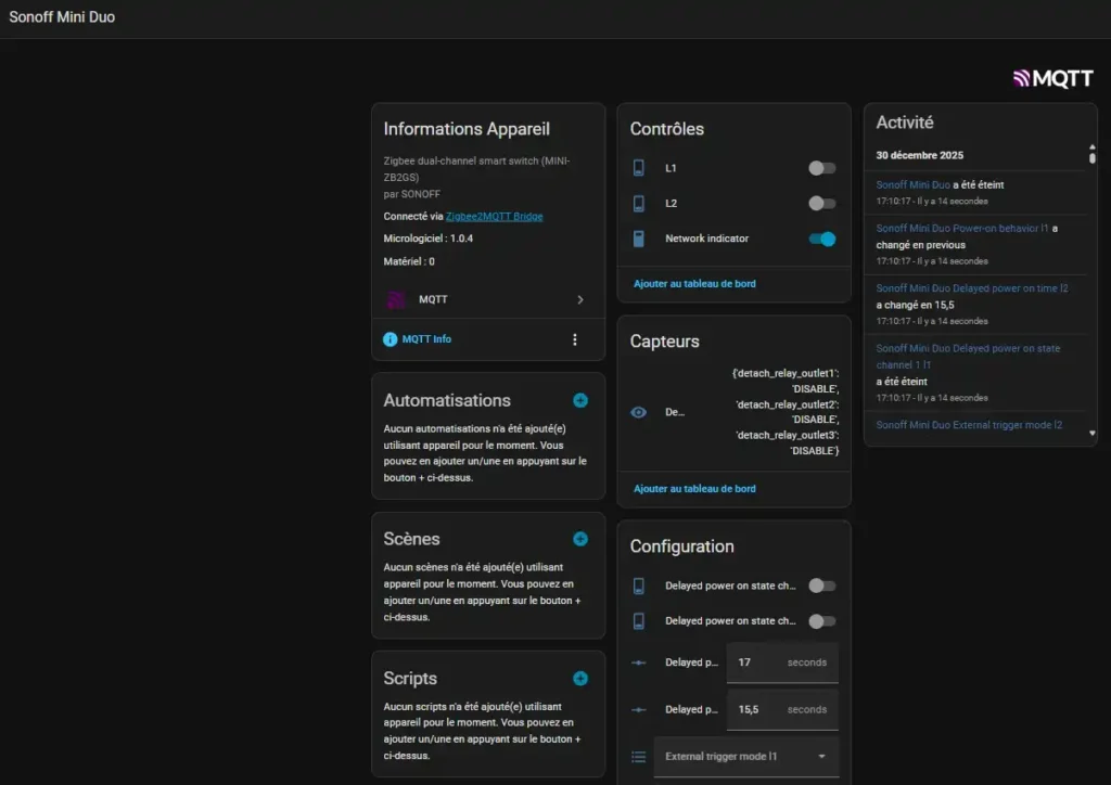 Sonoff Mini Duo module double On-Off zigbee et amplificateur 35 HA MQTT 001 1