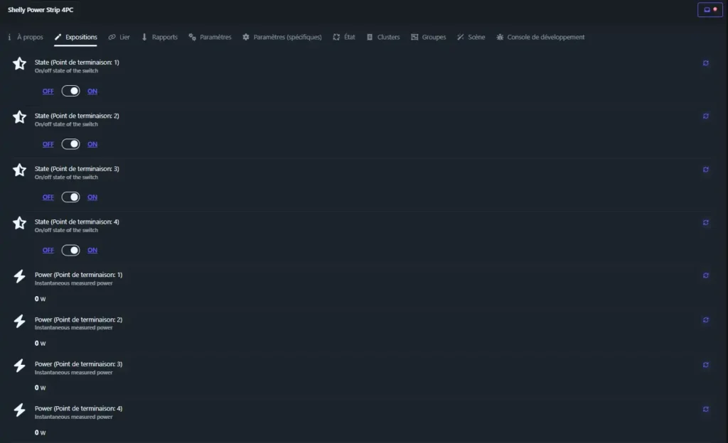 Multiprise Shelly power strip4 Gen4 Wifi Matter Zigbee 41 HA z2m inc 012a