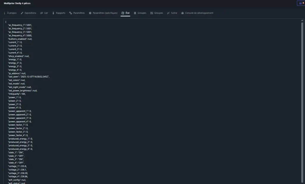Multiprise Shelly power strip4 Gen4 Wifi Matter Zigbee 56 HA z2m inc 017