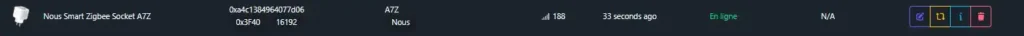 Découvrez de la prise Zigbee Nous Smart A7Z avec mesure de consommation 18 HA Z2M inc 010 1