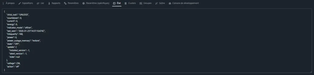 Découvrez de la prise Zigbee Nous Smart A7Z avec mesure de consommation 26 HA Z2M inc 017 1