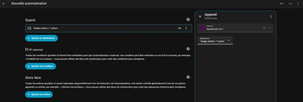 Tutoriel de la télécommande 4 boutons Sonoff ORB 4 in 1 zigbee 3.0 36 HA auto scene 001