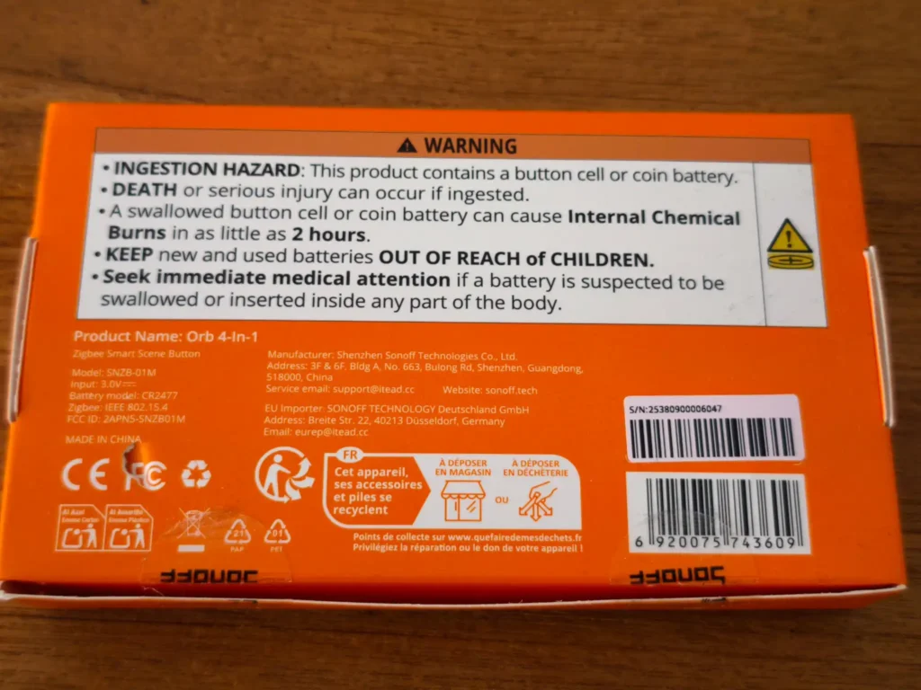 Tutoriel de la télécommande 4 boutons Sonoff ORB 4 in 1 zigbee 3.0 5 Sonoff orb 4 in 1 4 boutons zigbee 2048x1536 005