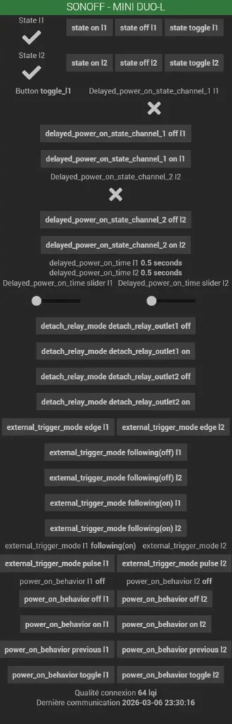 Sonoff MINI DUO-L module double sortie sans neutre Zigbee 3.0 53 Jeezig dash 010