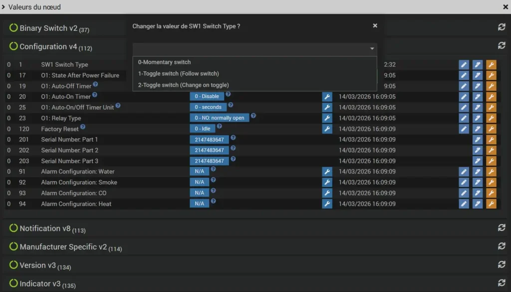 Test du module Shelly wave 1 mini ZWave Plus Long Range contact sec 44 Z Wave js inc 015b