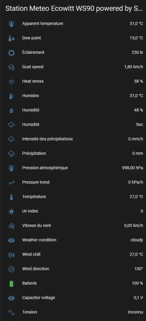 Tutoriel d'utilisation de la station météo Zigbee et Bluetooth Ecowitt WS90 par Shelly 53 HA dash 010