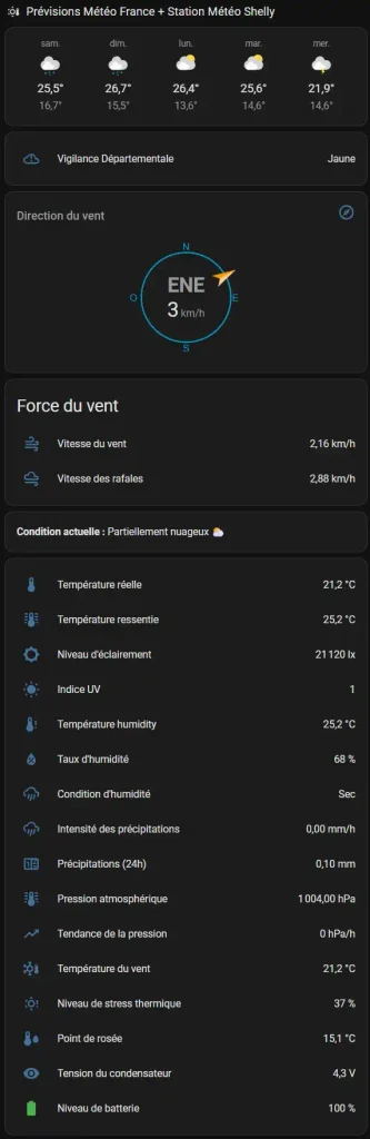 Tutoriel d'utilisation de la station météo Zigbee et Bluetooth Ecowitt WS90 par Shelly 54 HA dash 012