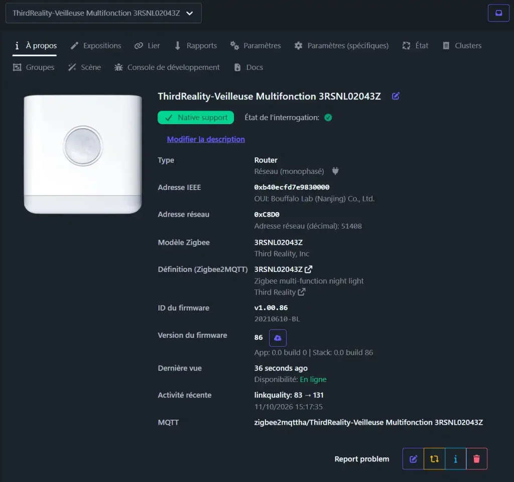 Nouvelle veilleuse Zigbee 3.0 multifonctions ThirdReality 31 HA inc 011